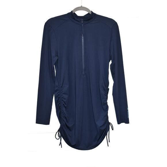 Carve Designs Rashguard Medium Navy Blue Long Sleeve Swim Top Sun Protection Zip - Picture 1 of 9